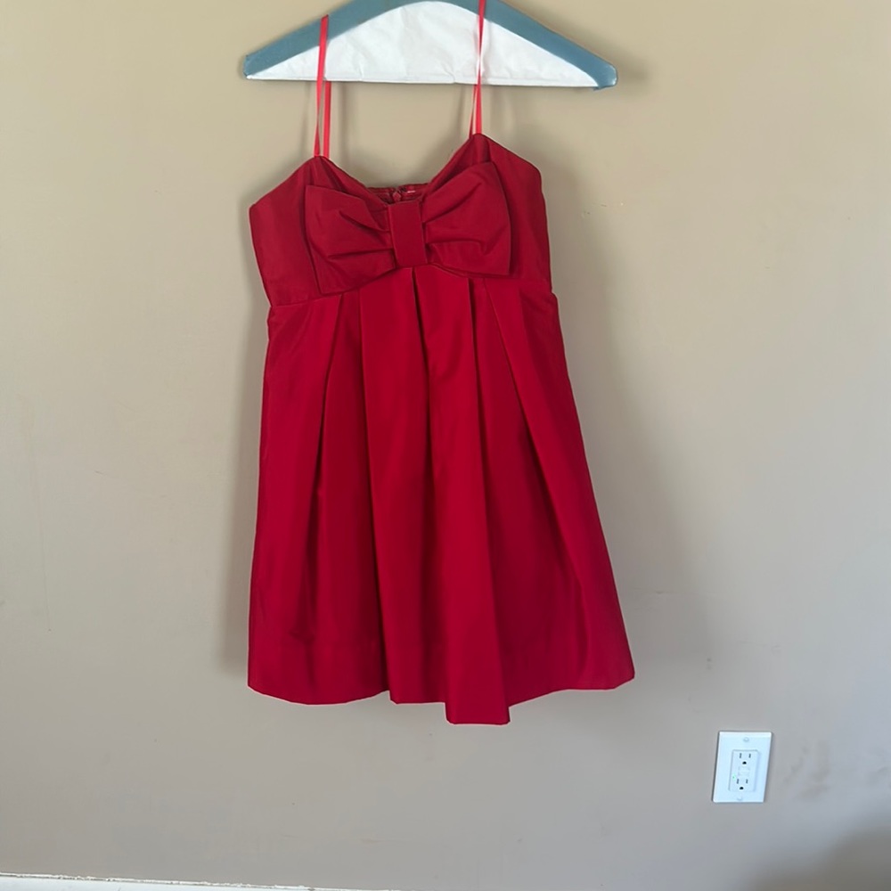 Red bow strapless mini dress, size 2